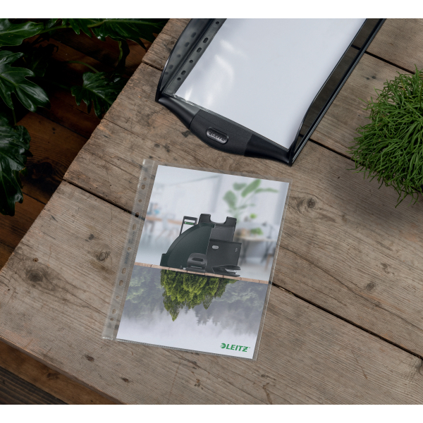 LEITZ Prospekthüllen Recycle 4791 DIN A4 transparent genarbt 0,10 mm, 25 St.