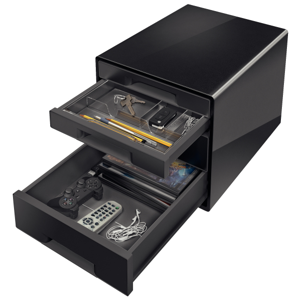 LEITZ Schubladenbox CUBE Duo Colour schwarz/grau 52521095, DIN A4 mit 4 Schubladen, 1 St.