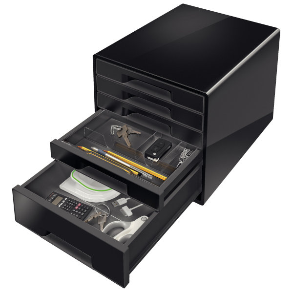 LEITZ Schubladenbox CUBE Duo Colour schwarz/grau 52531095, DIN A4 mit 5 Schubladen, 1 St.