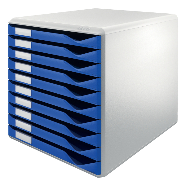 LEITZ Schubladenbox Form Set blau 52810035, DIN A4 mit 10 Schubladen, 1 St.