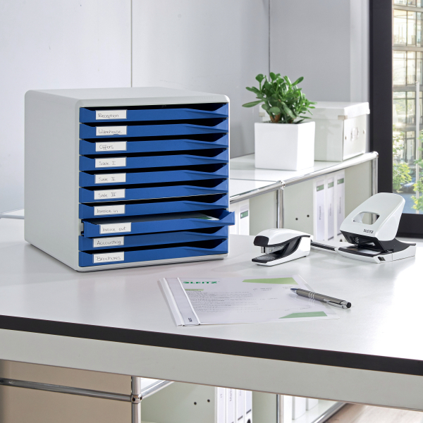 LEITZ Schubladenbox Form Set blau 52810035, DIN A4 mit 10 Schubladen, 1 St.