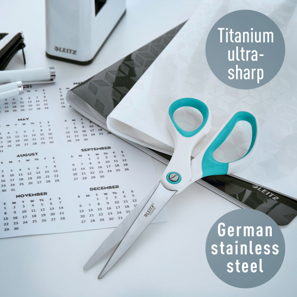 LEITZ Papierschere WOW Titan eisblau-metallic 20,5 cm