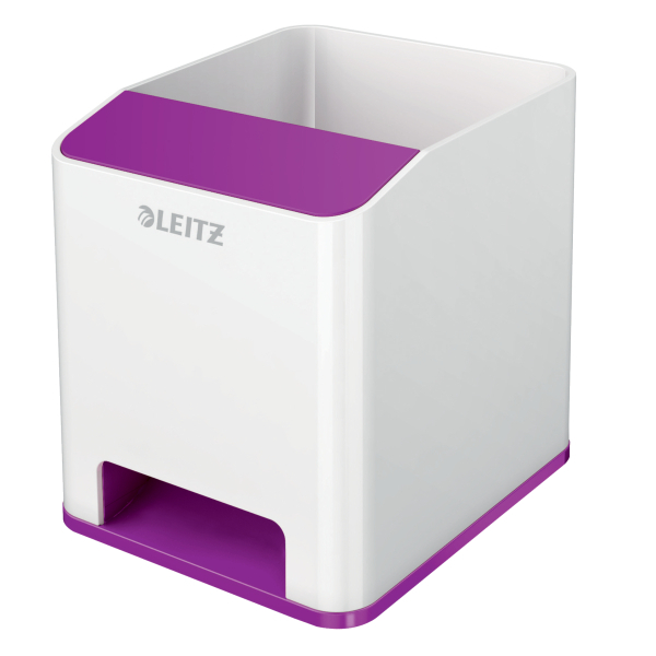 LEITZ Stiftehalter WOW Duo Colour perlweiß/violett Polystyrol 2 Fächer 9,0 x 10,1 x 10,0 cm