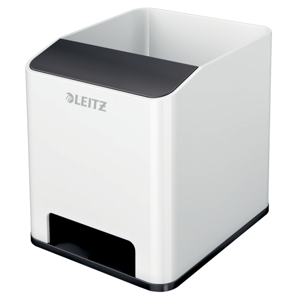 LEITZ Stiftehalter WOW Duo Colour perlweiß/schwarz Polystyrol 2 Fächer 9,0 x 10,1 x 10,0 cm
