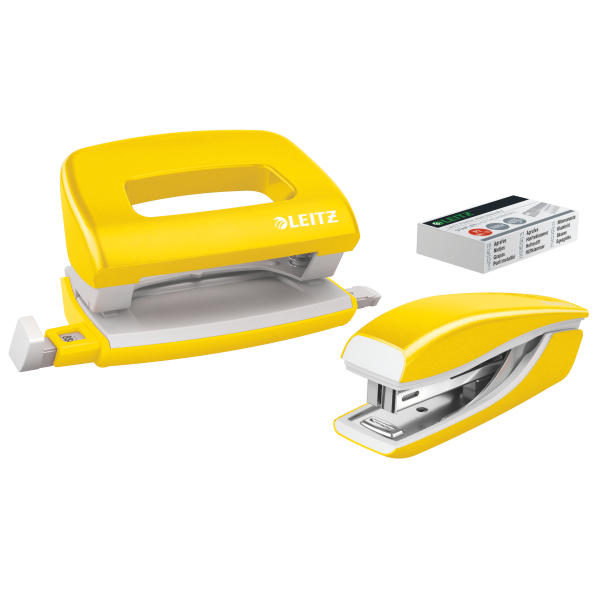 LEITZ Locher und Heftgeräte Set NeXXt WOW gelb