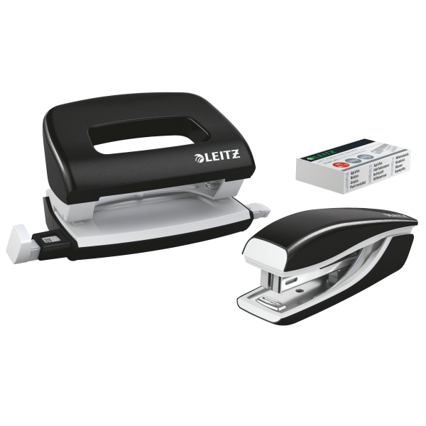 LEITZ Locher und Heftgeräte Set NeXXt WOW schwarz