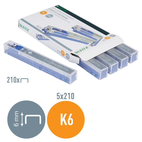 LEITZ Heftklammern-Kassette Heftklammer-Kassette K6 für Blockheftgerät 26/6, 1.050 St.