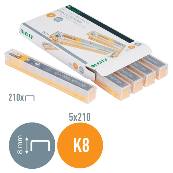 LEITZ Heftklammern-Kassette Heftklammer-Kassette K8 für Blockheftgerät 26/8, 1.050 St.