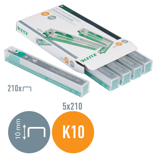 LEITZ Heftklammern-Kassette Heftklammer-Kassette K10 für Blochheftgeräte 26/10, 1.050 St.