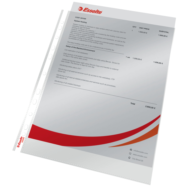Esselte Prospekthüllen Standard DIN A4 transparent glasklar 0,05 mm, 100 St.