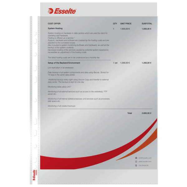 Esselte Prospekthüllen Standard DIN A4 transparent glasklar 0,05 mm, 100 St.