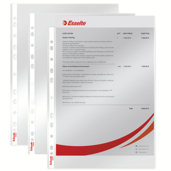Esselte Prospekthüllen Standard DIN A4 transparent glasklar 0,05 mm, 100 St.