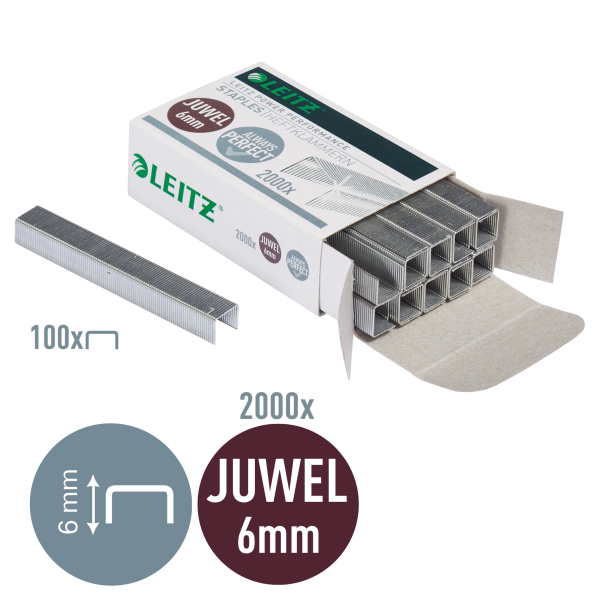 LEITZ Heftklammern Juwel 5642 6 mm, 2.000 St.