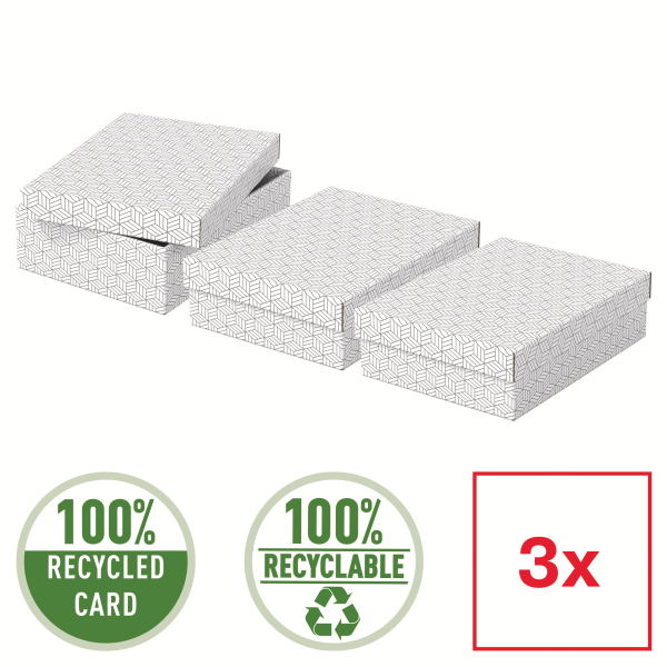 Esselte Home Aufbewahrungsboxen 8,0 l weiß 26,5 x 36,0 x 10,0 cm, 3 St.