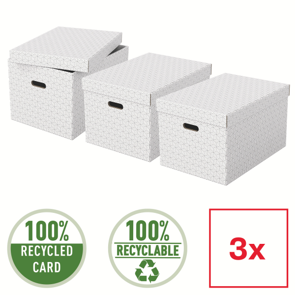 Esselte Home Aufbewahrungsboxen 50,0 l weiß 35,5 x 51,0 x 30,5 cm, 3 St.