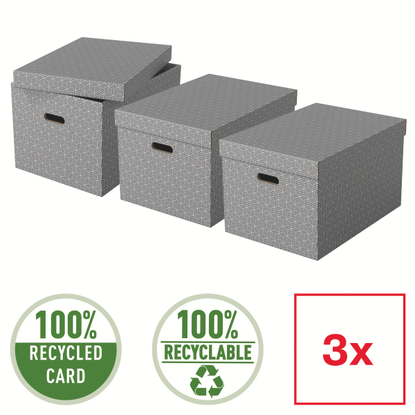 Esselte Home Aufbewahrungsboxen 50,0 l grau 35,5 x 51,0 x 30,5 cm, 3 St.