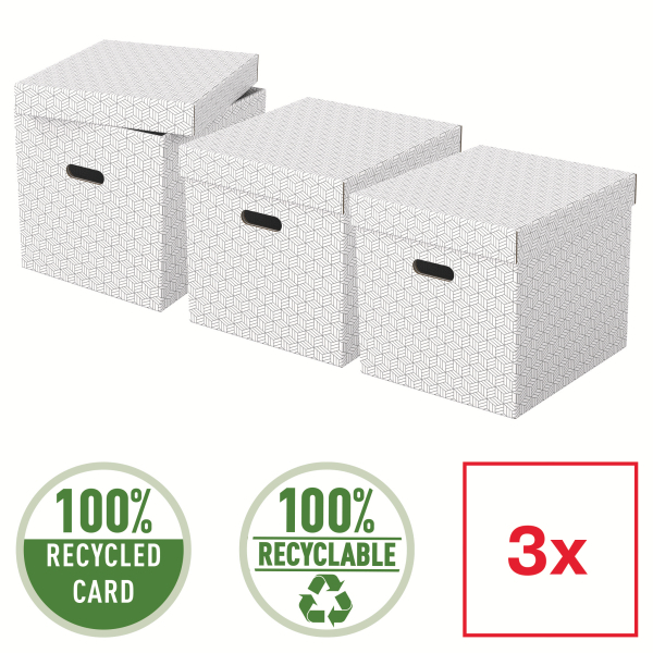 Esselte Home Aufbewahrungsboxen 33,0 l weiß 32,0 x 36,5 x 31,5 cm, 3 St.