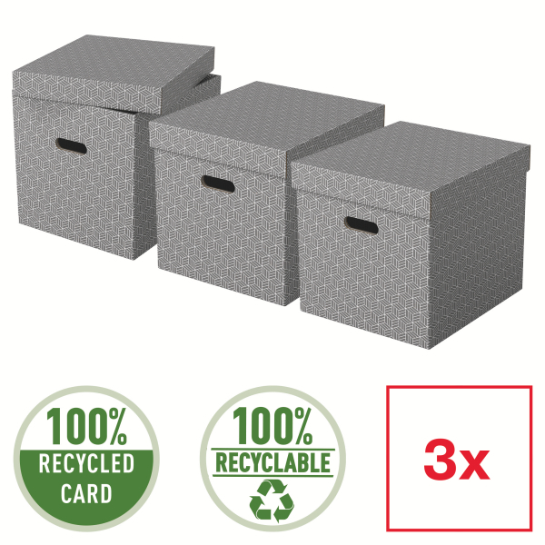 Esselte Home Aufbewahrungsboxen 33,0 l grau 32,0 x 36,5 x 31,5 cm, 3 St.