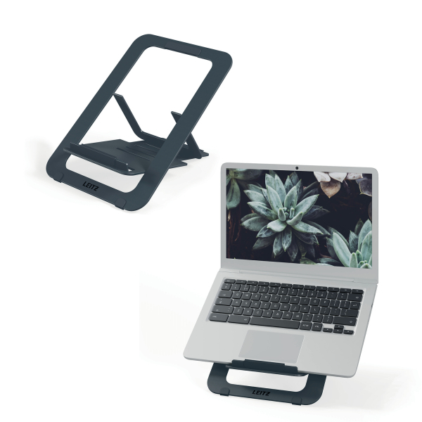 AKTION: LEITZ Laptop-Ständer Ergo Ultraflach aus Aluminium 63460089 dunkelgrau mit Prämie nach Registrierung