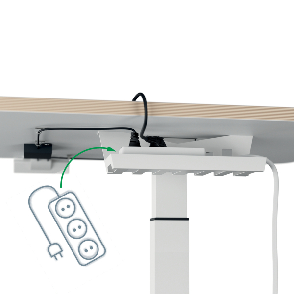 LEITZ Ergo 65340001 elektrisch höhenverstellbarer Schreibtisch weiß rechteckig, A-Fuß-Gestell weiß 80,0 x 60,0 cm