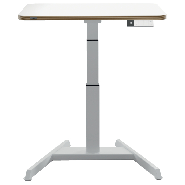 LEITZ Ergo 65340001 elektrisch höhenverstellbarer Schreibtisch weiß rechteckig, A-Fuß-Gestell weiß 80,0 x 60,0 cm