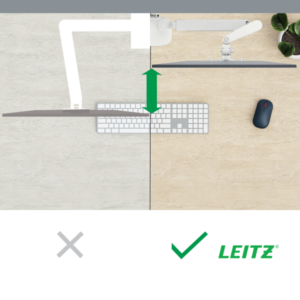 LEITZ Laptop-Monitor-Halterung Ergo 65380085 lichtgrau für 1 Monitor und 1 Laptop, Tischklemme