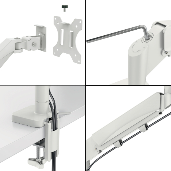 LEITZ Laptop-Monitor-Halterung Ergo 65380085 lichtgrau für 1 Monitor und 1 Laptop, Tischklemme