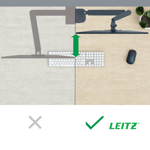 LEITZ Laptop-Monitor-Halterung Ergo 65380089 dunkelgrau für 1 Monitor und 1 Laptop, Tischklemme