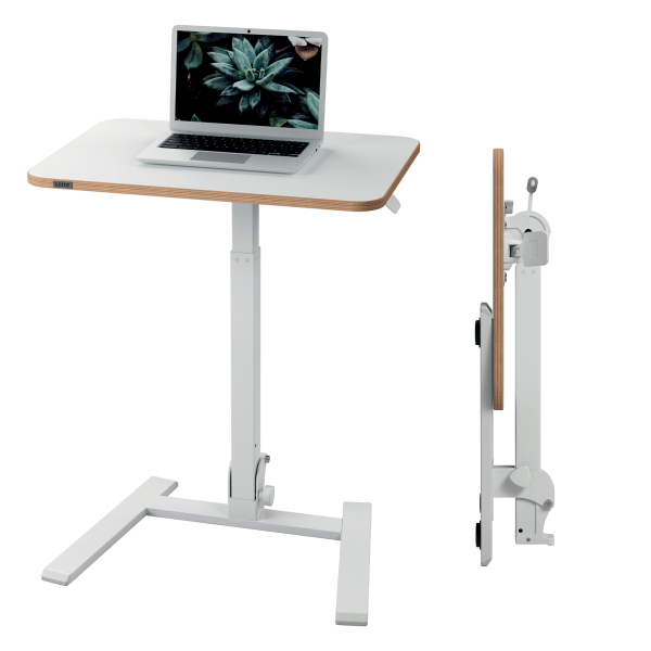 LEITZ Ergo Compact höhenverstellbarer Schreibtisch weiß rechteckig, A-Fuß-Gestell weiß 65,0 x 46,0 cm