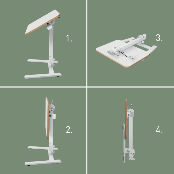 LEITZ Ergo Compact höhenverstellbarer Schreibtisch weiß rechteckig, A-Fuß-Gestell weiß 65,0 x 46,0 cm