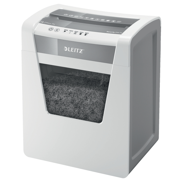 LEITZ IQ Office Aktenvernichter mit Partikelschnitt P-4, 4 x 40 mm, bis 15 Blatt, weiß