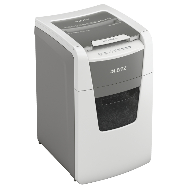 LEITZ IQ Autofeed Small Office 150 Aktenvernichter mit Partikelschnitt P-4, 4 x 28 mm, bis 150 Blatt, weiß