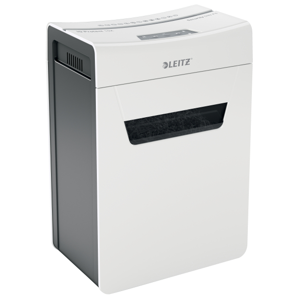 LEITZ IQ 10X Protect Premium Aktenvernichter mit Partikelschnitt P-4, 4 x 40 mm, bis 10 Blatt, weiß