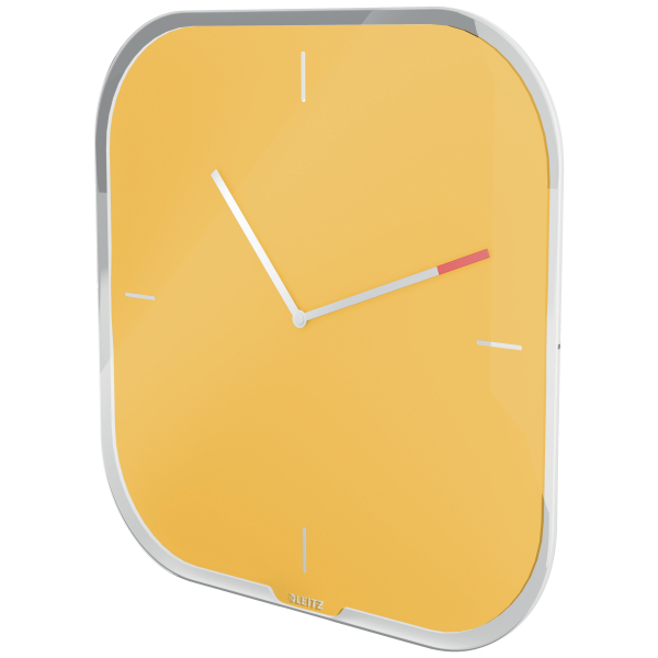 LEITZ Wanduhr Cosy gelb Sicherheitsglas 30,0 x 30,0 cm