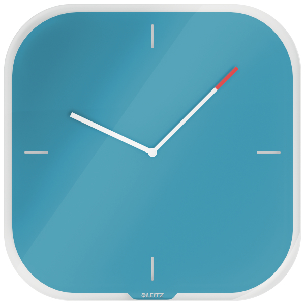 LEITZ Wanduhr Cosy blau Sicherheitsglas 30,0 x 30,0 cm