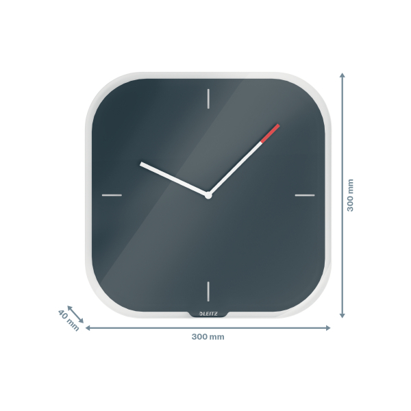 LEITZ Wanduhr Cosy grau Sicherheitsglas 30,0 x 30,0 cm