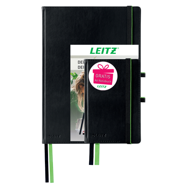 AKTION: LEITZ Notizbuch-Set Complete 1x DIN A4 +1x DIN A6 kariert, schwarz Hardcover 160 Seiten, 1 St.