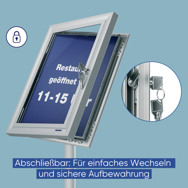 FRANKEN Infoständer PRO Security silber DIN A4 42,0 x 30,0 x 76,0 - 126,0 cm, 1 St.
