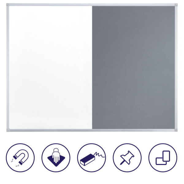 FRANKEN Whiteboard-Pinnwand X-tra!Line 90,0 x 60,0 cm Textil grau