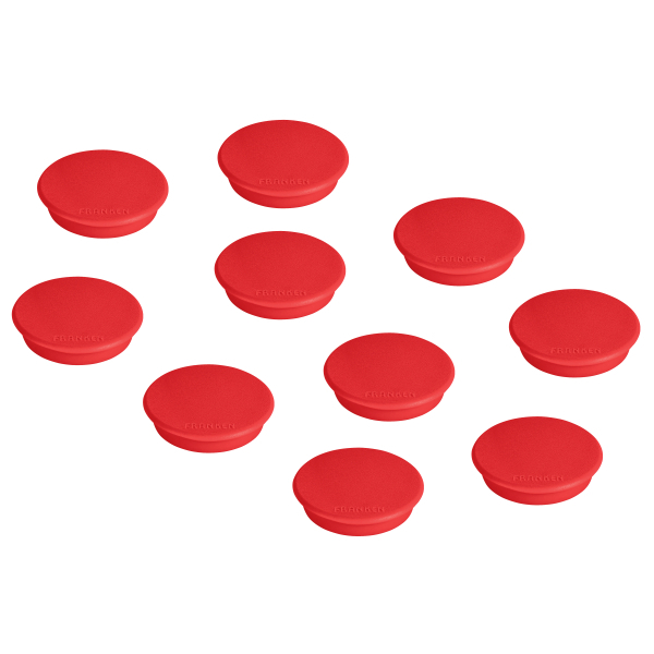 FRANKEN Haftmagnet Magnete rot, Kunststoff Ø 2,4 x 0,63 cm, 10 St.