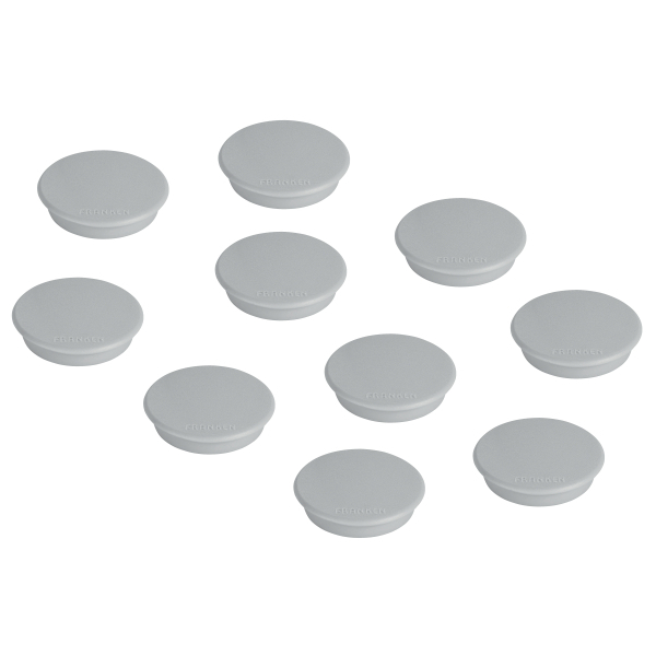 FRANKEN Haftmagnet Magnete grau, Kunststoff Ø 2,4 x 0,7 cm, 10 St.