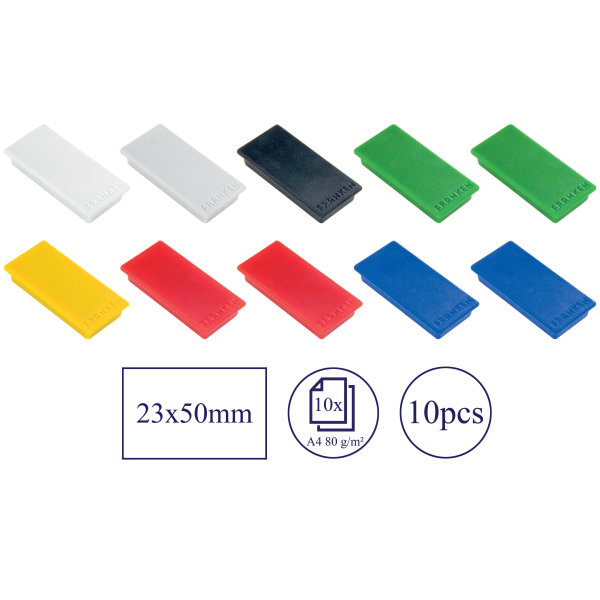 FRANKEN Haftmagnet Magnet farbsortiert, Kunststoff 2,3 x 5,0 cm, 10 St.
