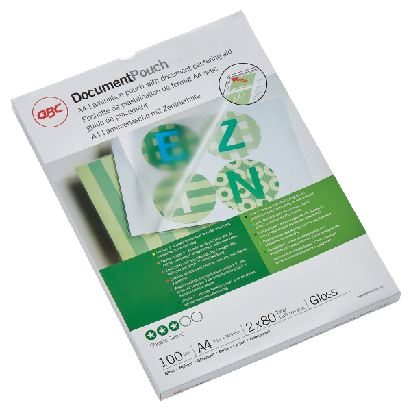 GBC Laminierfolien glänzend für A4 80 micron, 100 St.