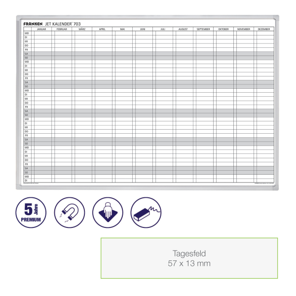 FRANKEN JetKalender® 703 Jahresplaner, Monatseinteilung 90,0 x 60,0 cm