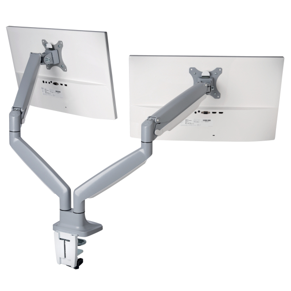 Kensington Monitor-Halterung SmartFit One-Touch K55471EU grau für 2 Monitore, Tischklemme, Tischbohrung