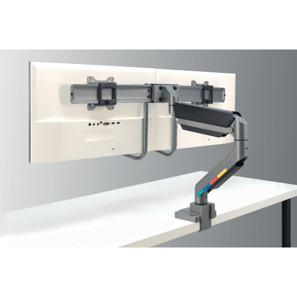 Kensington Monitor-Halterung SmartFit™ Dual K58272WW dunkelgrau für 2 Monitore, Tischklemme