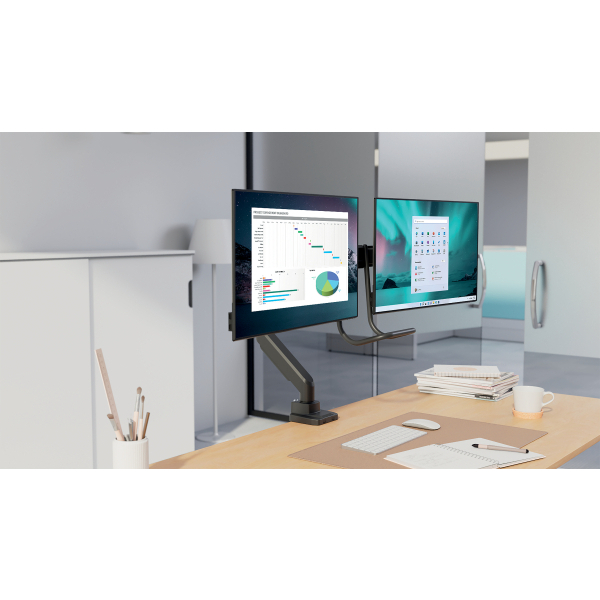 Kensington Monitor-Halterung SmartFit™ Dual K58272WW dunkelgrau für 2 Monitore, Tischklemme