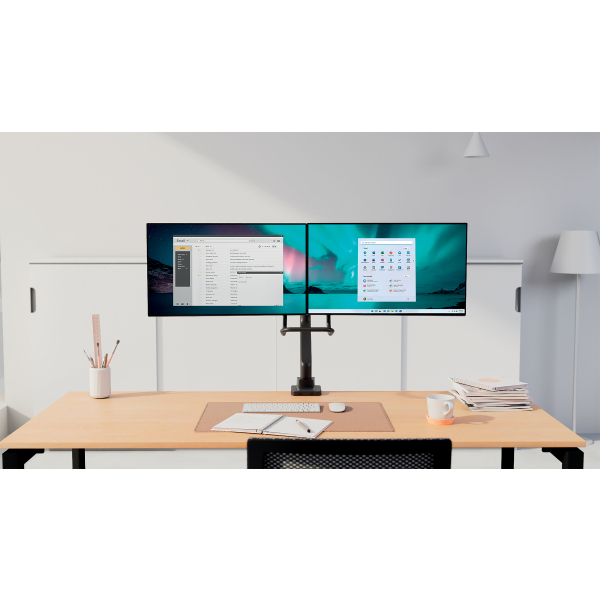 Kensington Monitor-Halterung SmartFit™ Dual K58272WW dunkelgrau für 2 Monitore, Tischklemme