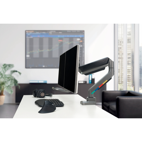Kensington Monitor-Halterung SmartFit™ Dual K58272WW dunkelgrau für 2 Monitore, Tischklemme