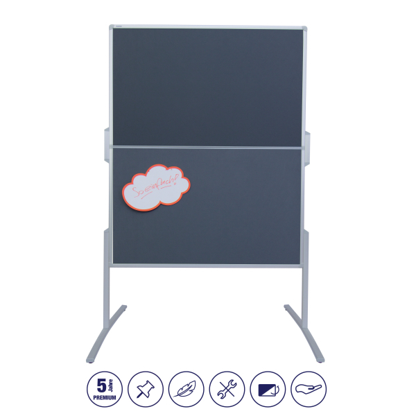 FRANKEN Moderationswand PRO klappbar 120,0 x 150,0 cm grau